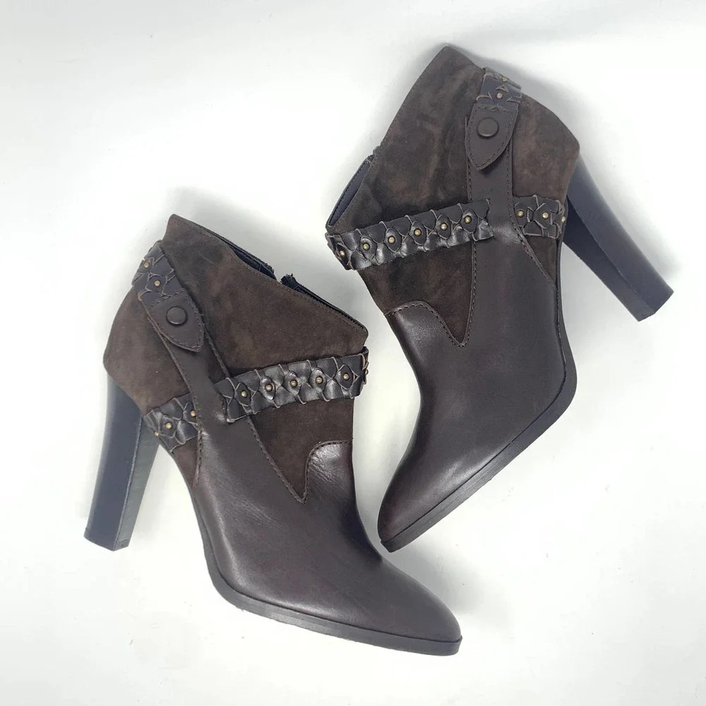 Diane von Furstenberg Brown‎ Suede Braided Booties